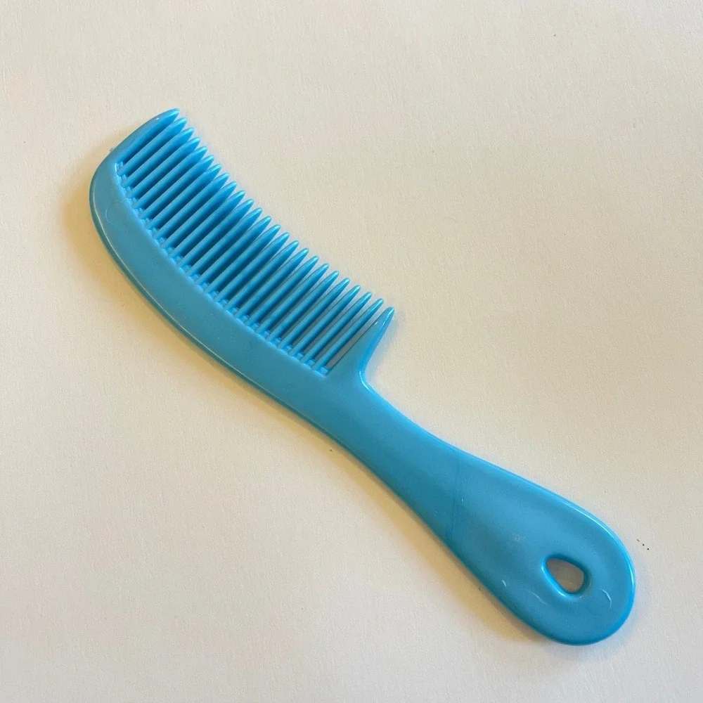 Vtg UNBREAKABLE Comb Teal Blue Plastic 80s USA purse pocket travel 6